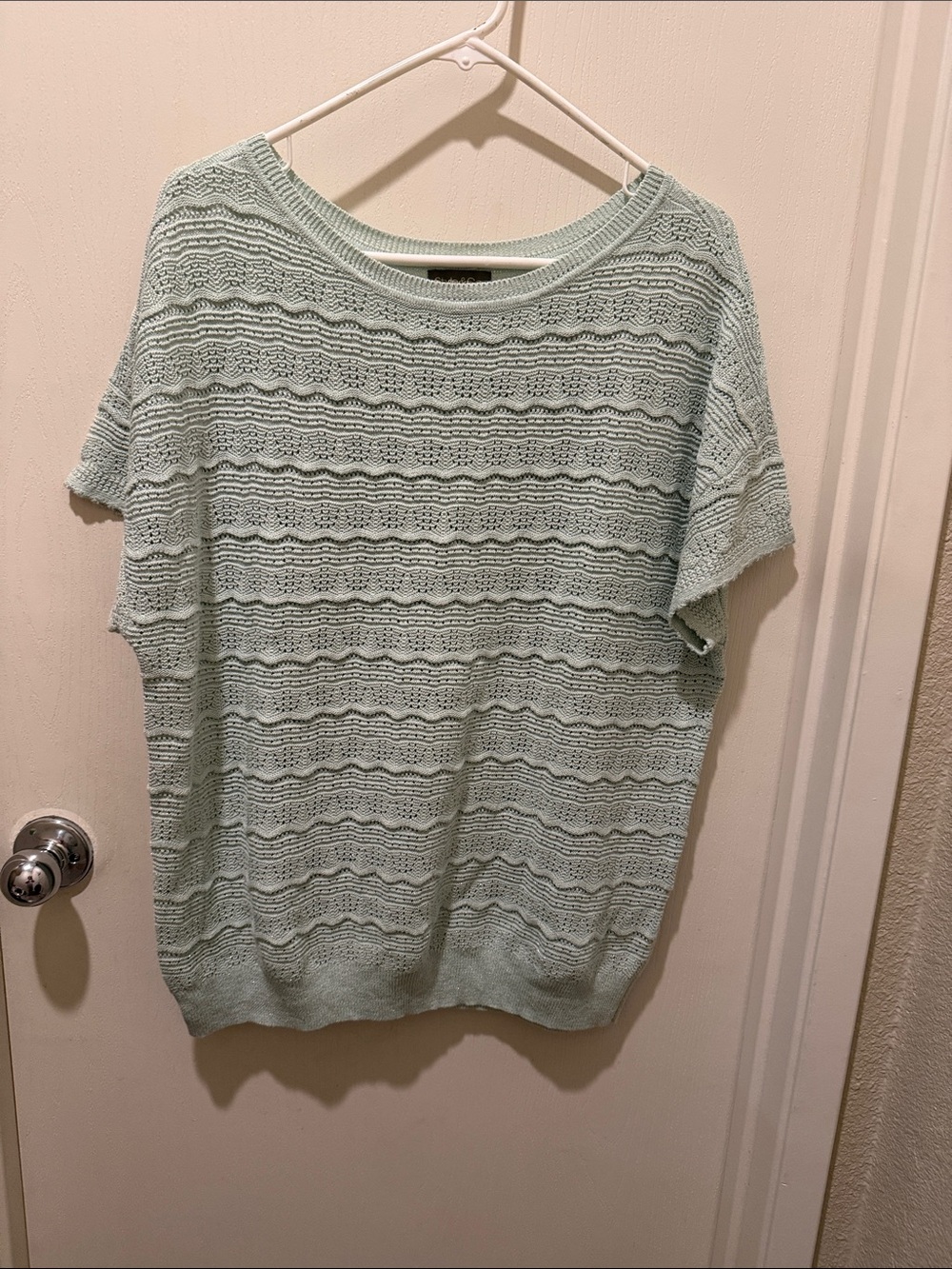 Style & Co. Mint Openwork Short-Sleeve Knit Sweater